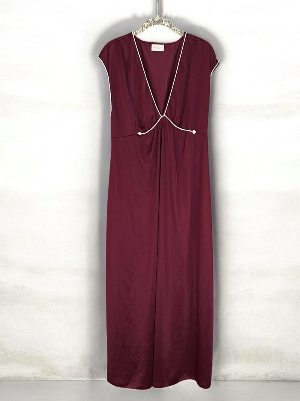Barbizon Vintage 70s Nightgown Maxi Dress Burgundy Slip Oxblood Whimsigoth Large